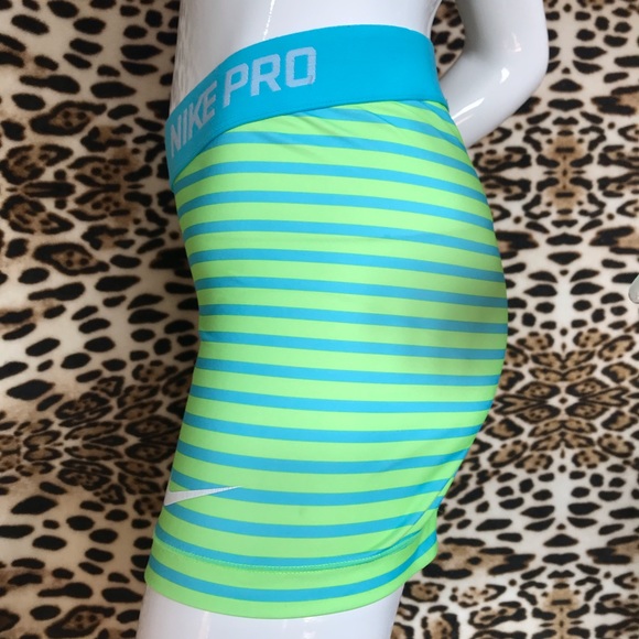 Nike Pro Dri-Fit Lime Green/Turquoise Blue Performance Shorts Size S-M - Picture 9 of 16